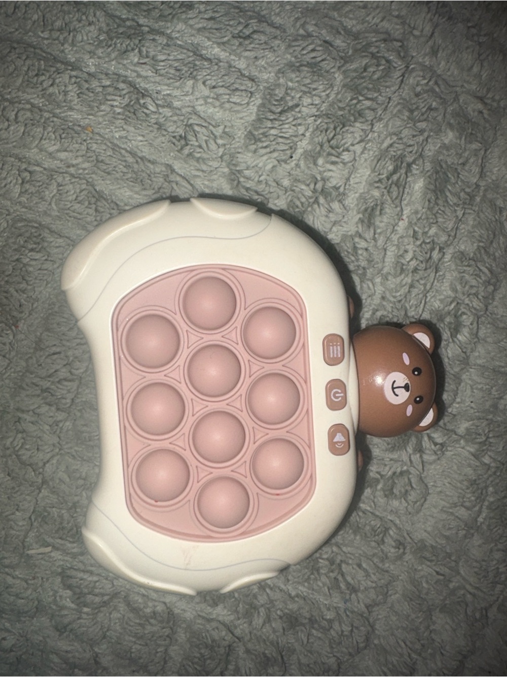 Bear Silicone Pop-It Sensory Toy — Pink & Cream